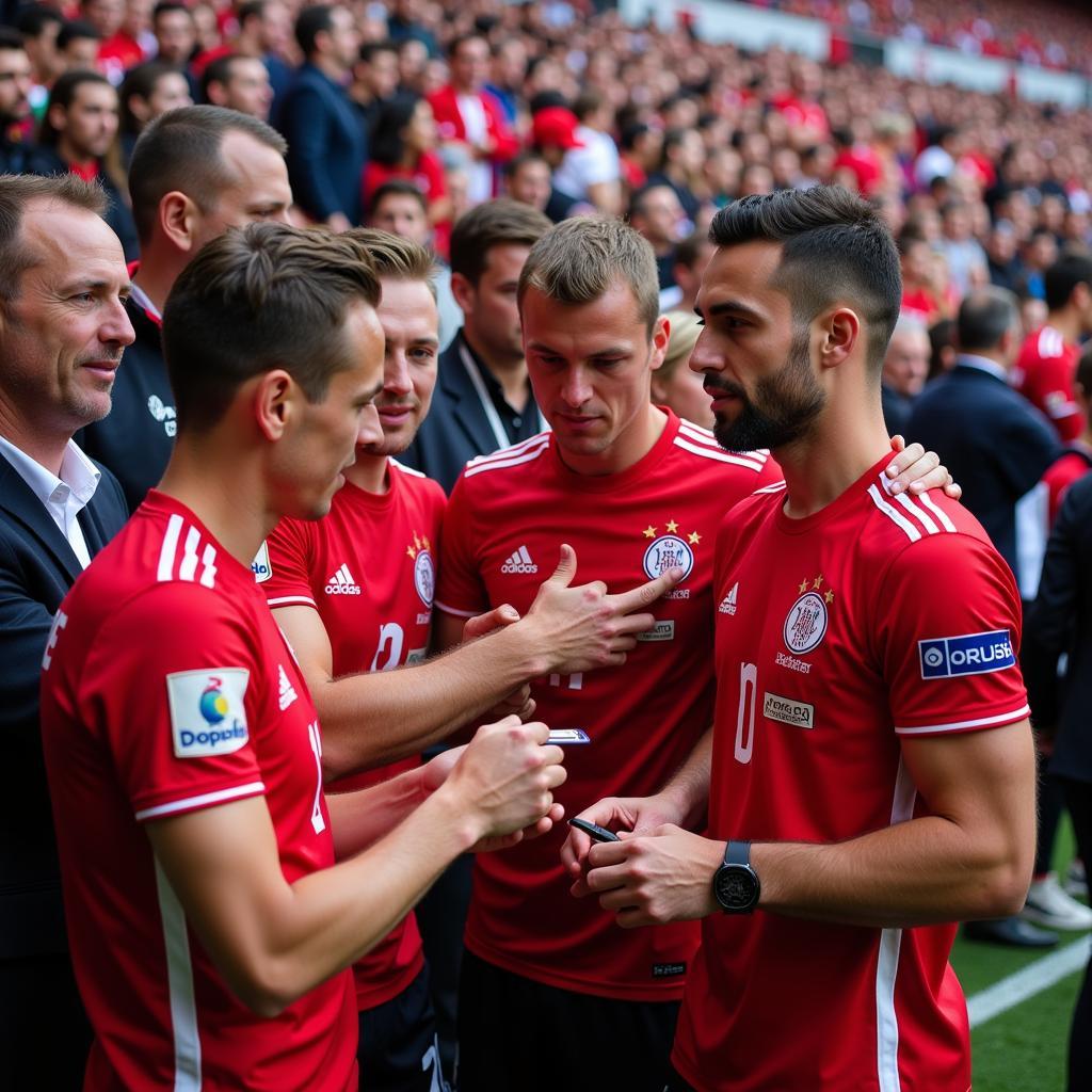 Bayer 04 Leverkusen Nationalspieler mit Fans