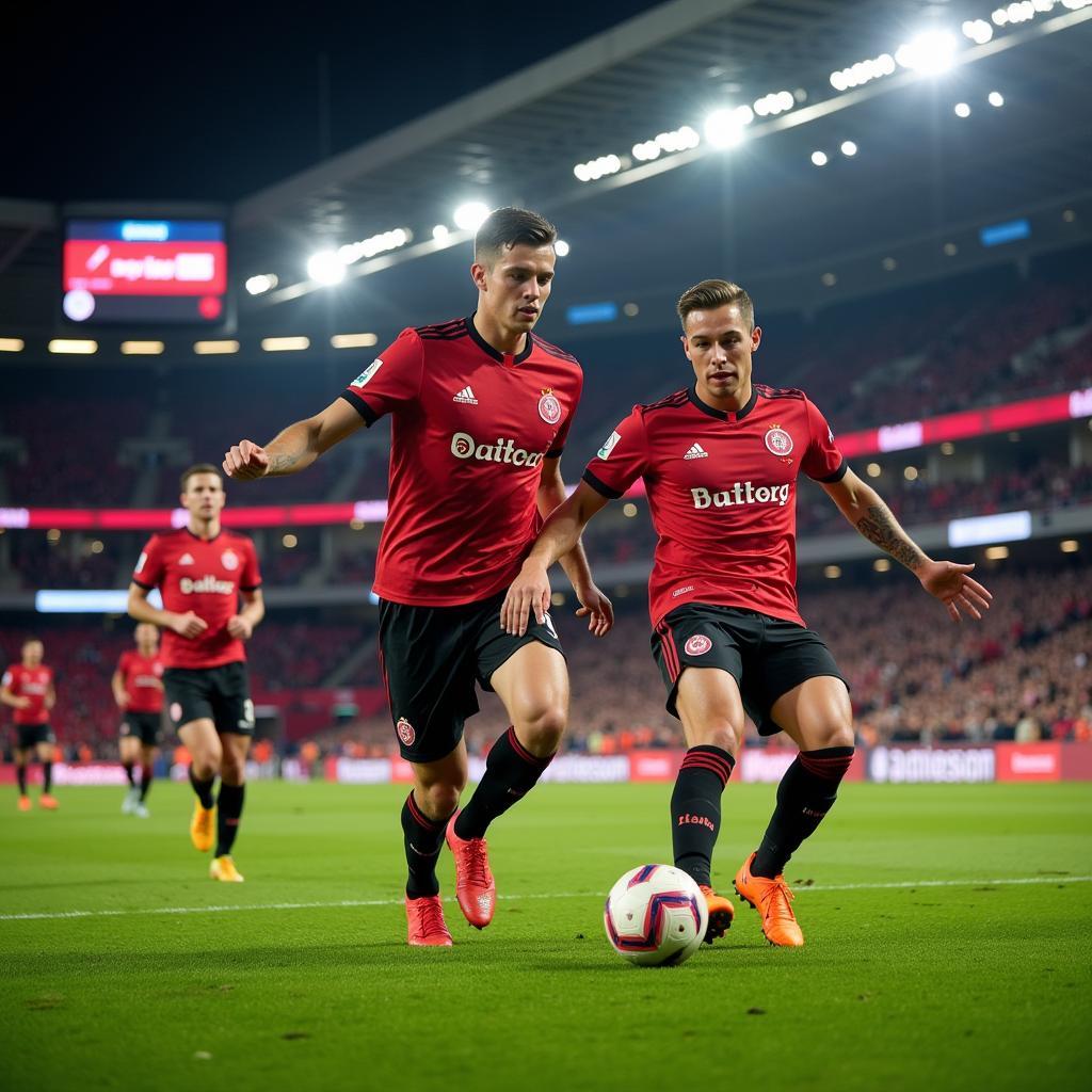 Bayer 04 Leverkusen Spieler auf dem Rasen der BayArena