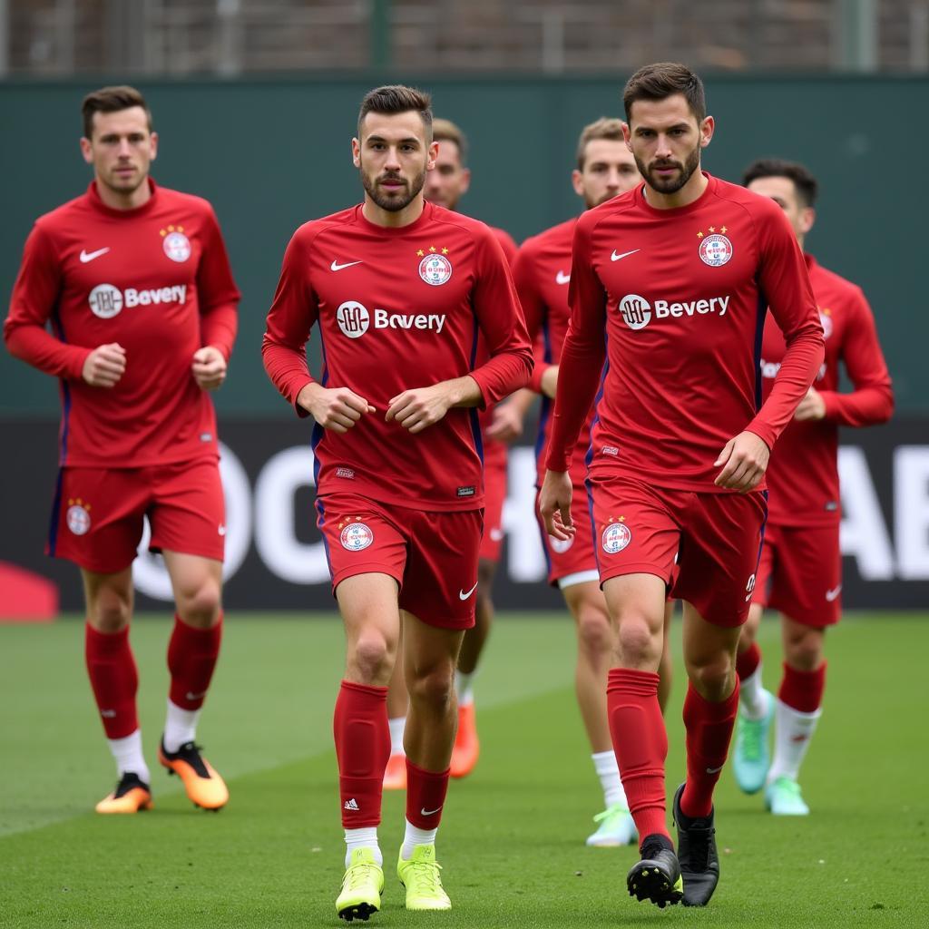 Spieler von Bayer 04 Leverkusen beim Training.