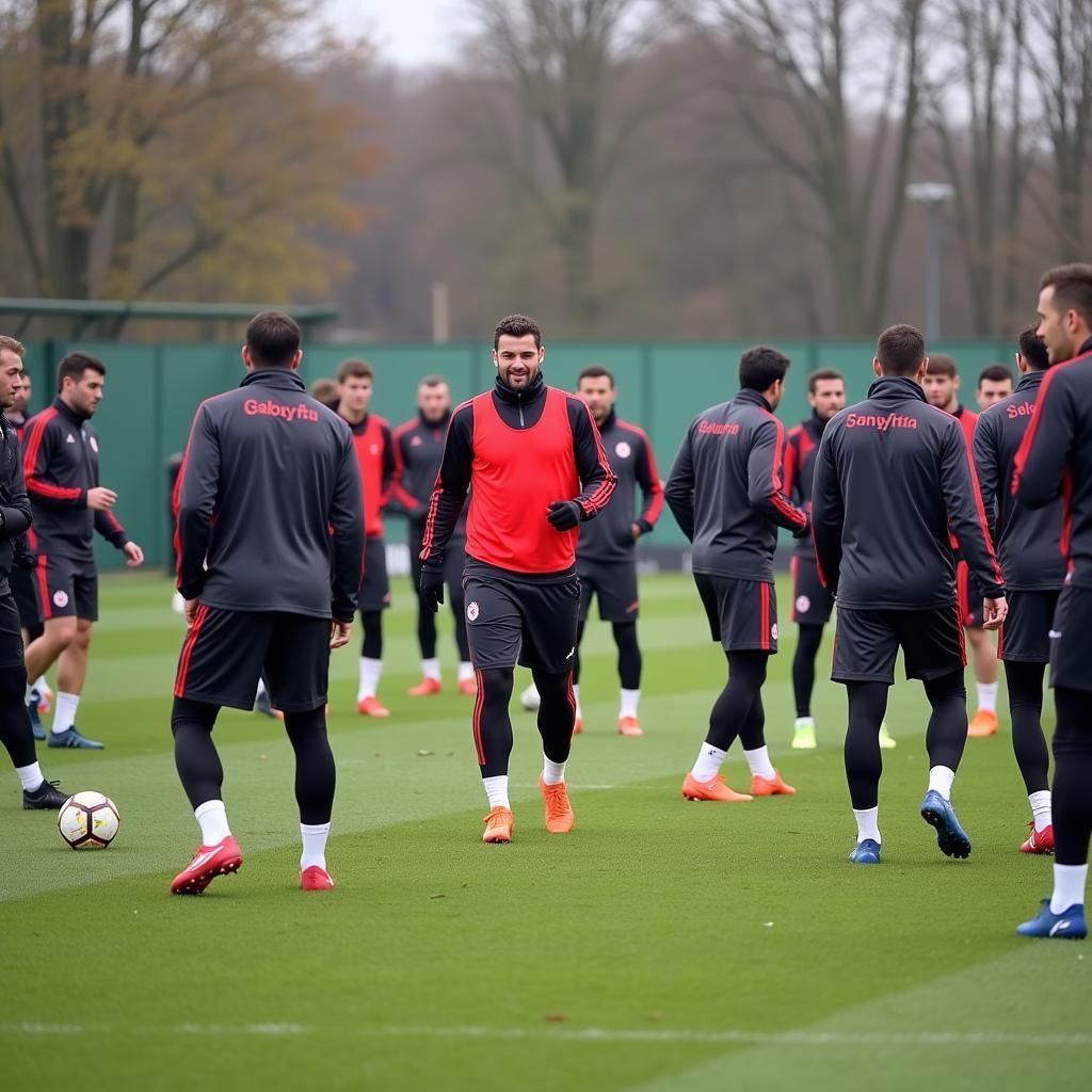 Trainings-Session mit den neuen Spielern von Bayer 04 Leverkusen