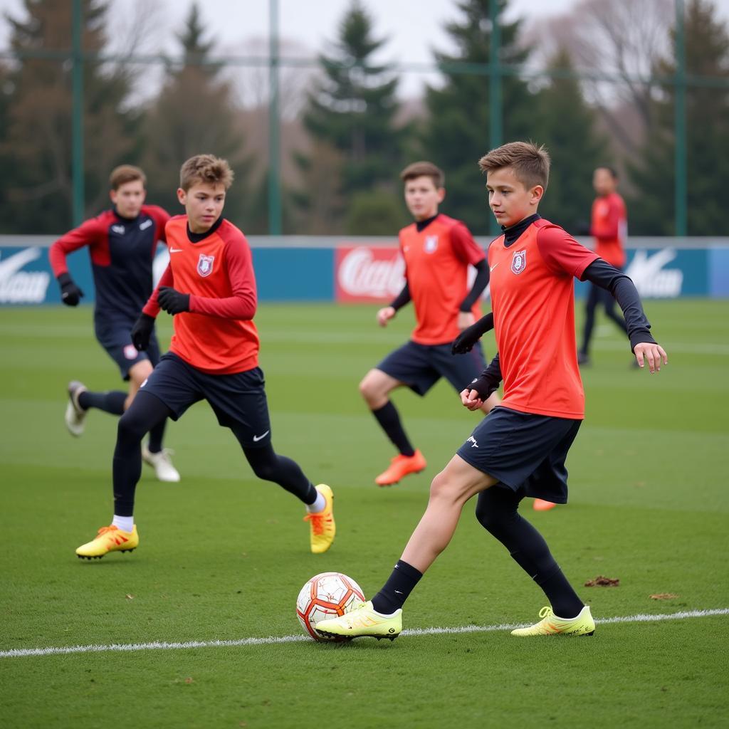 Bayer 04 Leverkusen U15 Spieler beim Probetraining