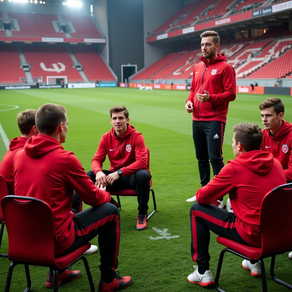 Bayer 04 Leverkusen U17 Kader in der Taktikbesprechung