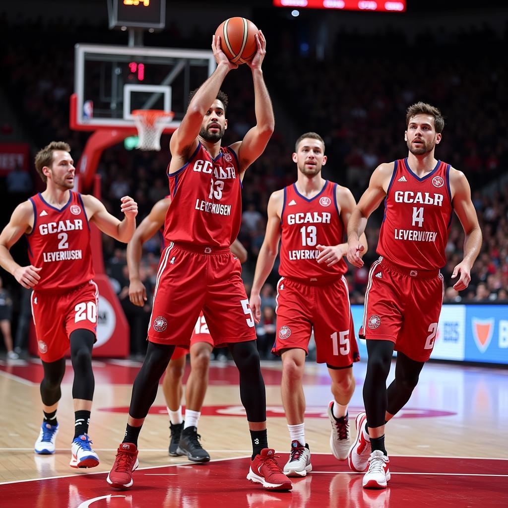 Bayer Giants Leverkusen Basketballteam in Aktion