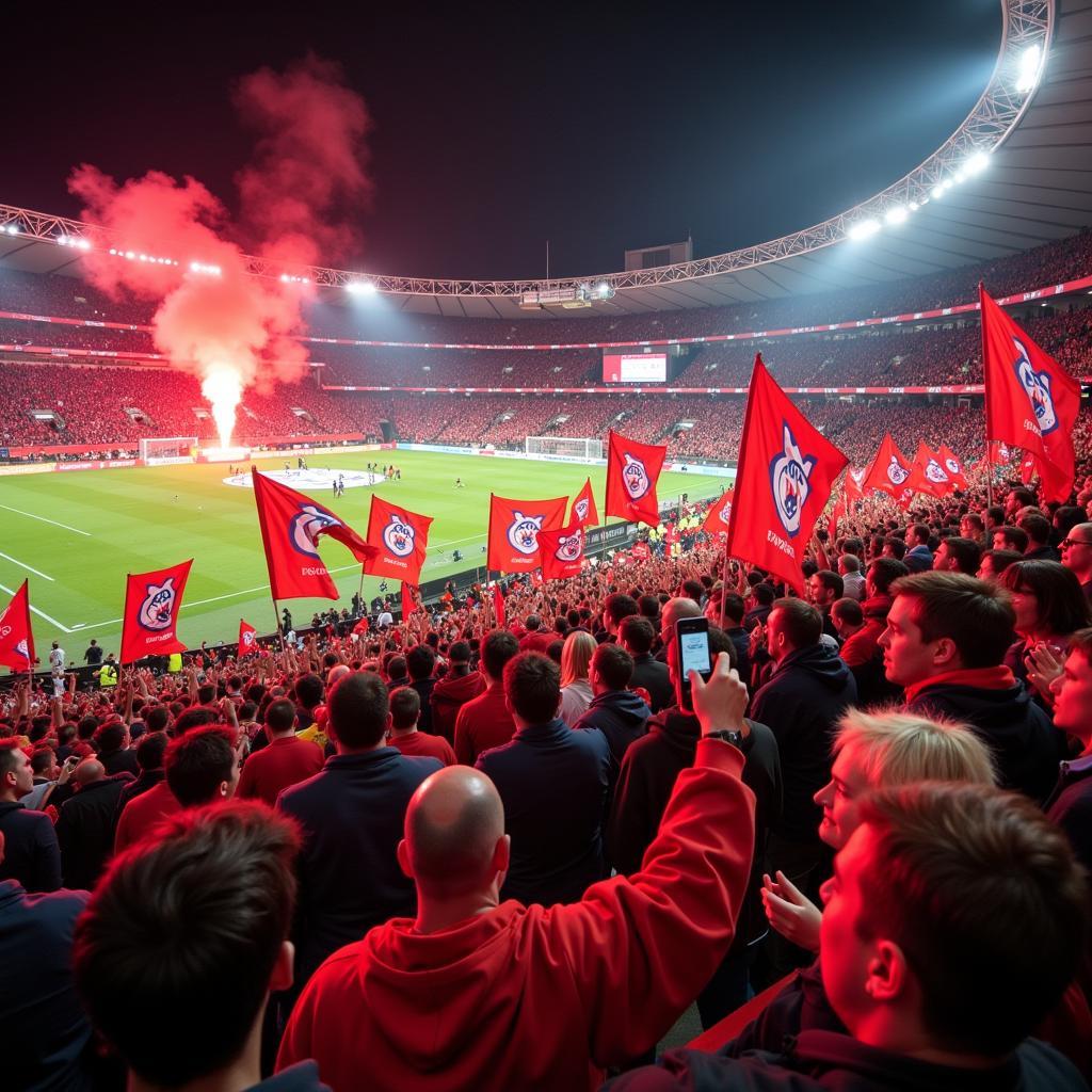 Fans von Bayer Leverkusen und VfL Bochum im Stadion