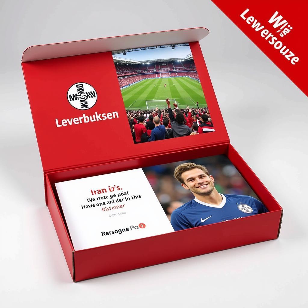 Personalisierte Bayer Leverkusen Box mit Foto und Widmung.