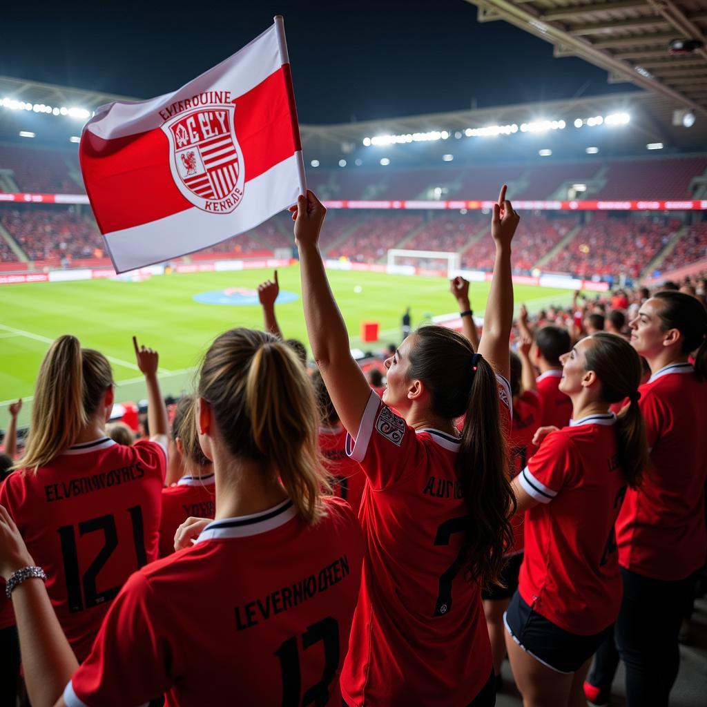 Fans der Bayer Leverkusen Damen im Stadion.