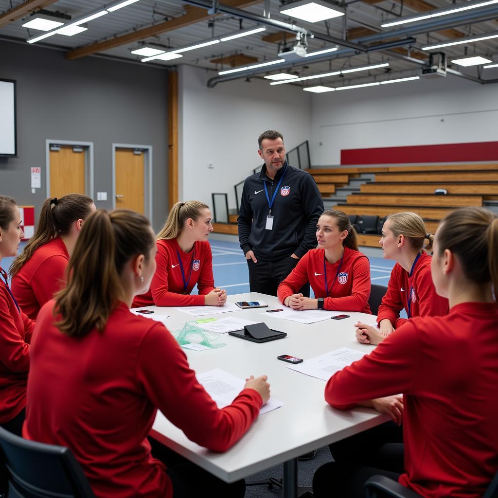 Bayer Leverkusen Damen Taktikbesprechung in der Ostermann-Arena