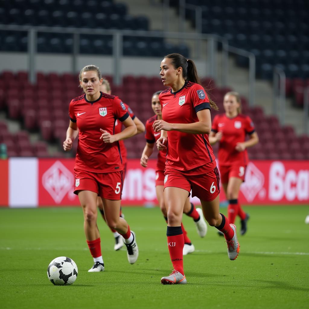 Bayer Leverkusen Damen trainieren in der Ostermann-Arena vor dem Spiel gegen Neckarsulmer SU.