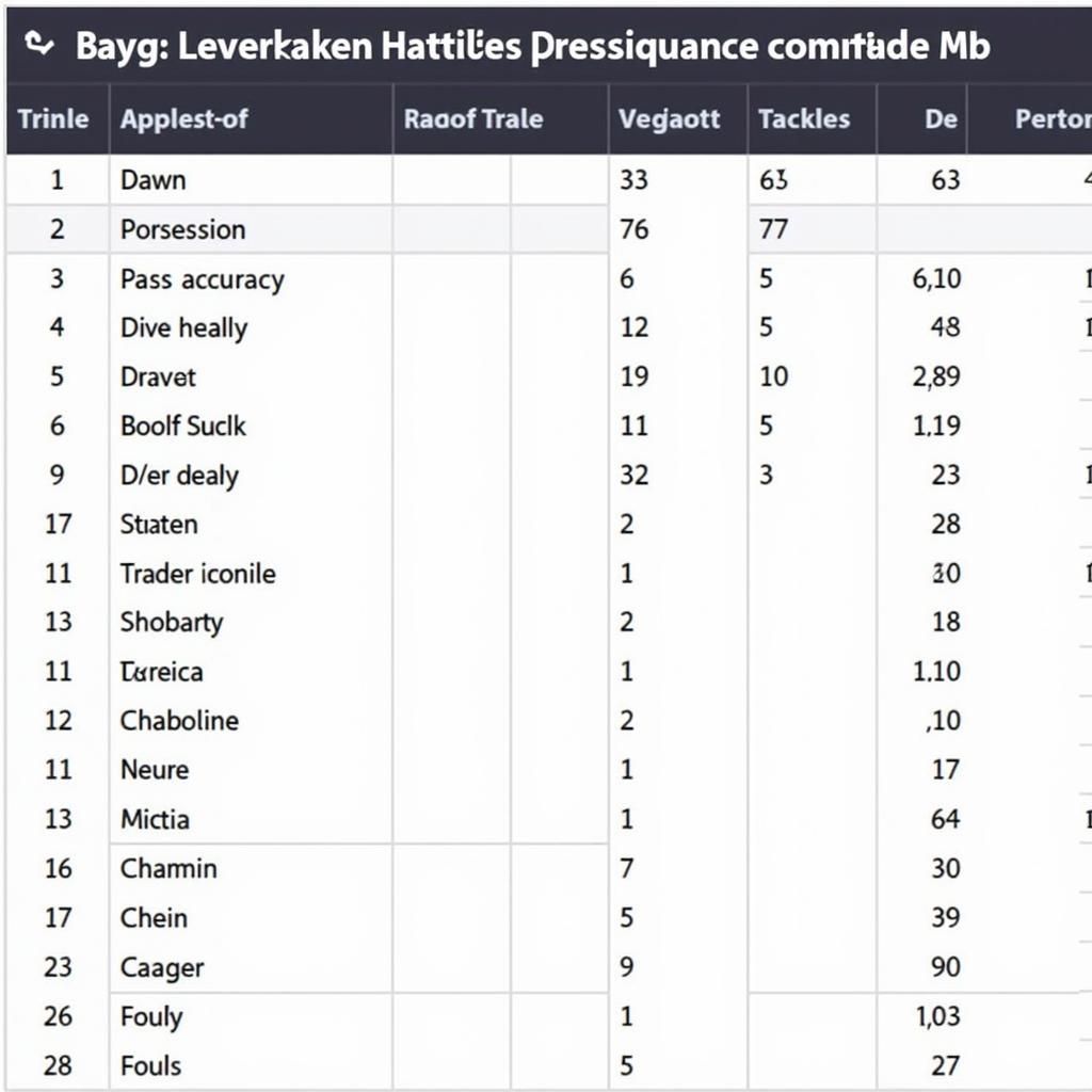 Detaillierte Spielstatistiken Bayer Leverkusen vs. Darmstadt 98