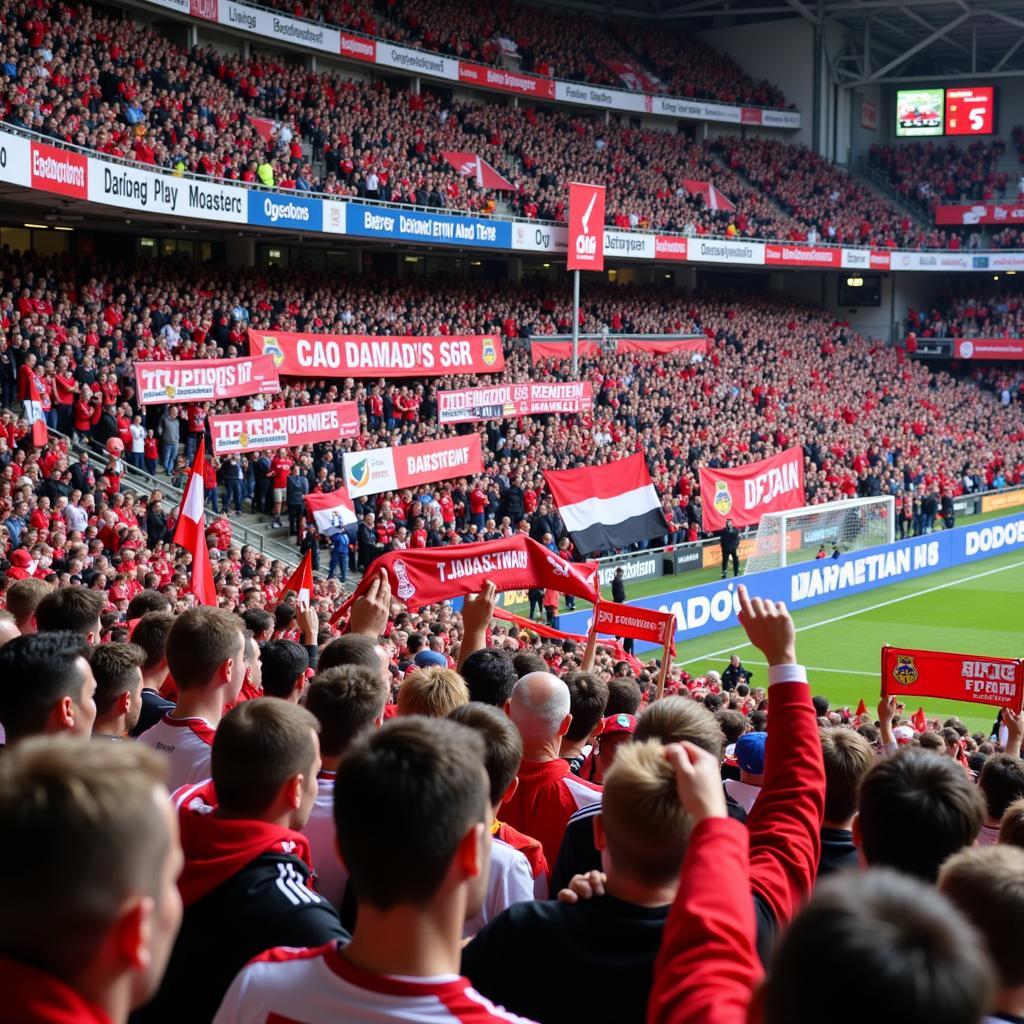 Fans von Bayer Leverkusen und Darmstadt 98