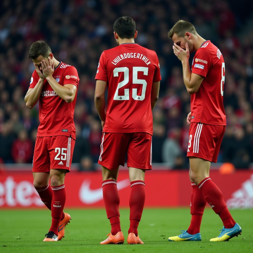 Enttäuschung bei den Bayer Leverkusen Spielern