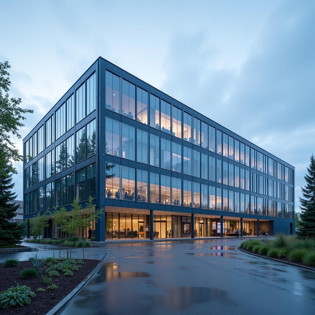 Moderne Ansicht der Bayer Fabrik in Leverkusen