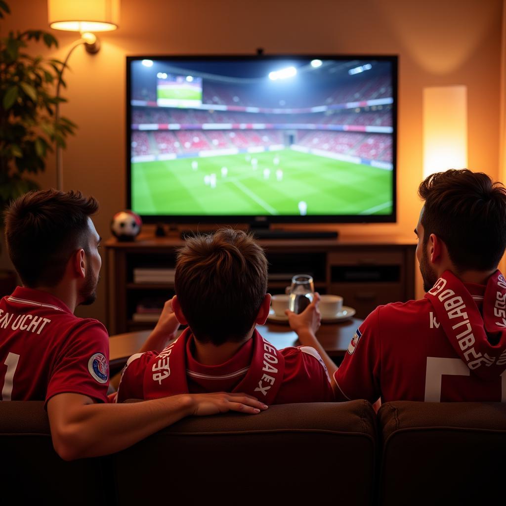 Bayer Leverkusen Fans schauen Live Stream