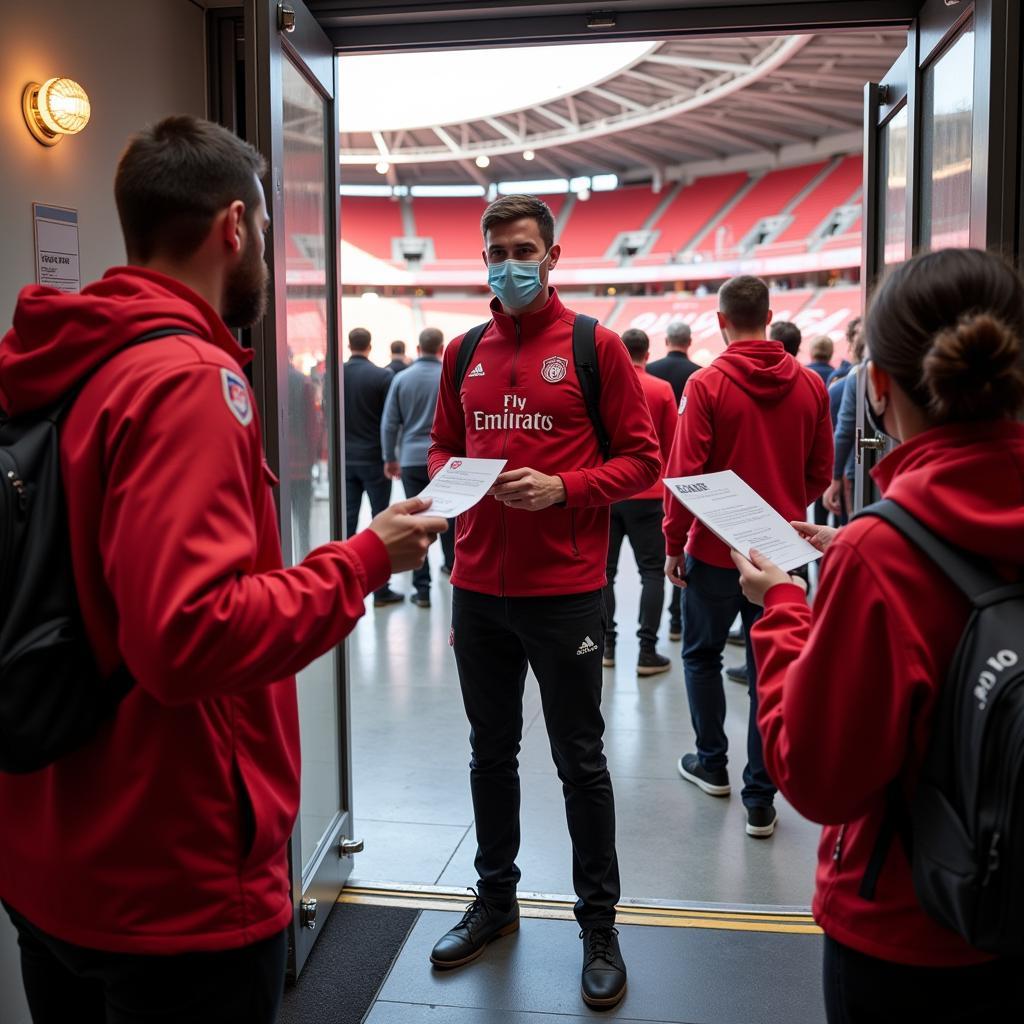 Bayer Leverkusen Fans am Einlass der BayArena