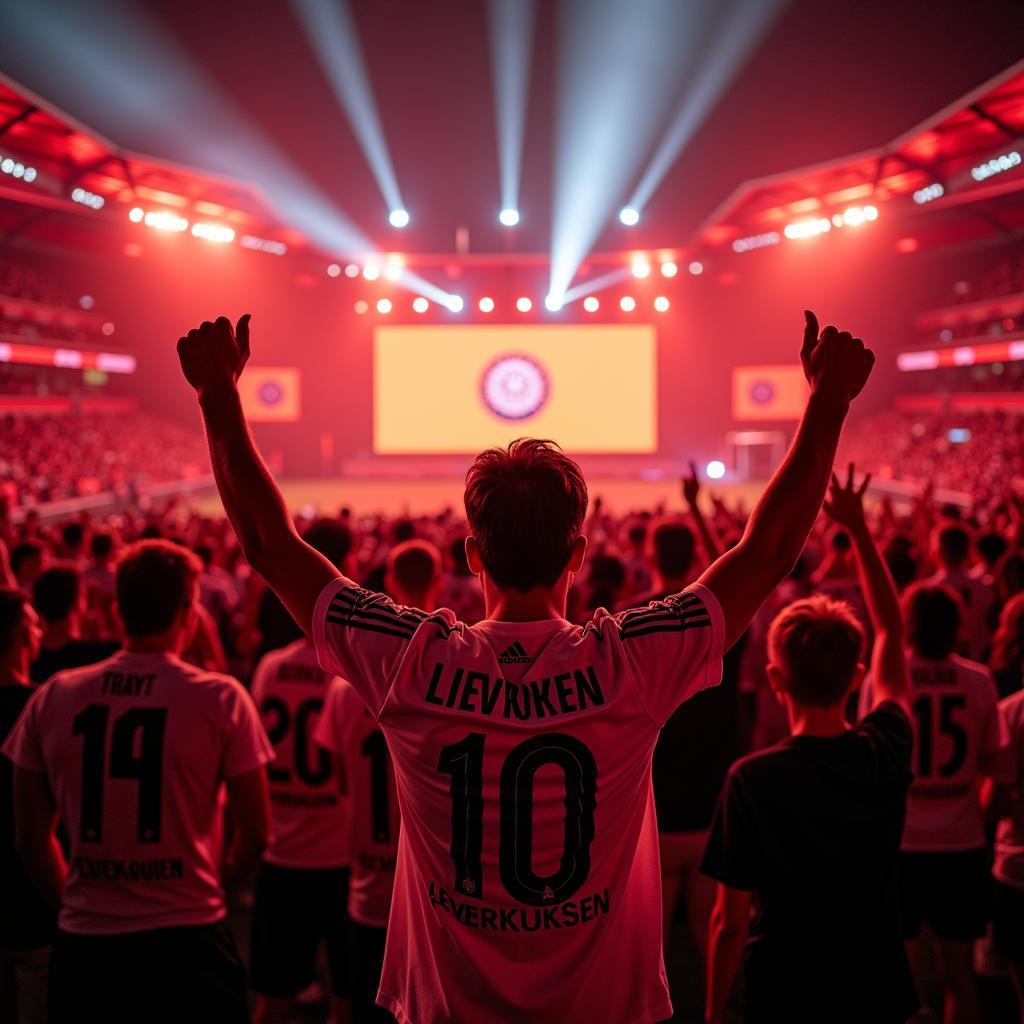 Bayer Leverkusen Fans feuern die Mannschaft in der Europa League an