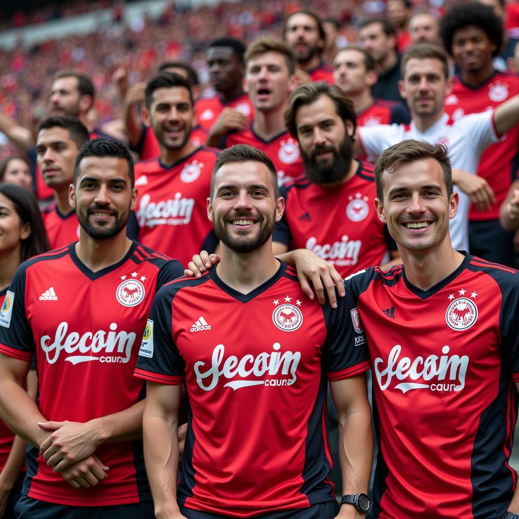 Bayer Leverkusen Fans in Trikots