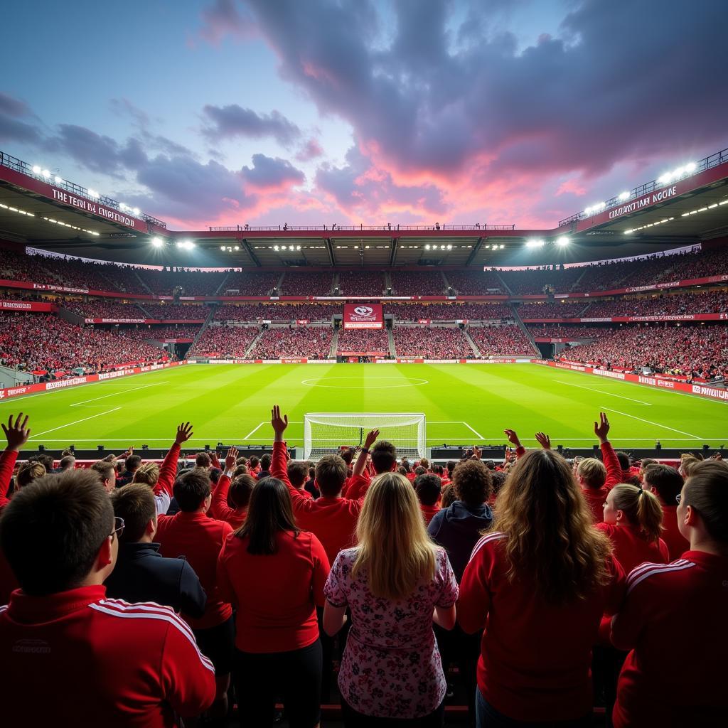 Fans im Ulrich-Haberland-Stadion bei einem Bayer Leverkusen Frauen Spiel