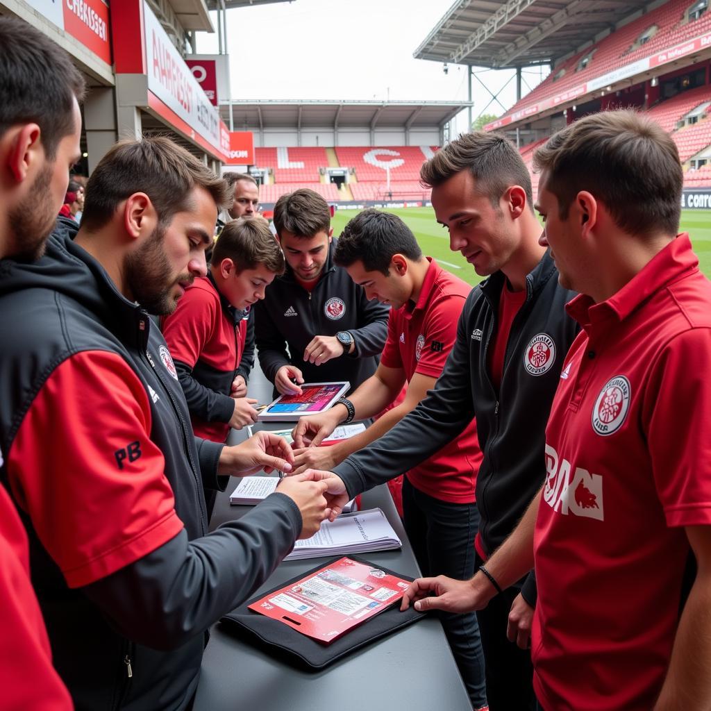 Bayer Leverkusen Fans am Handwerkerhof