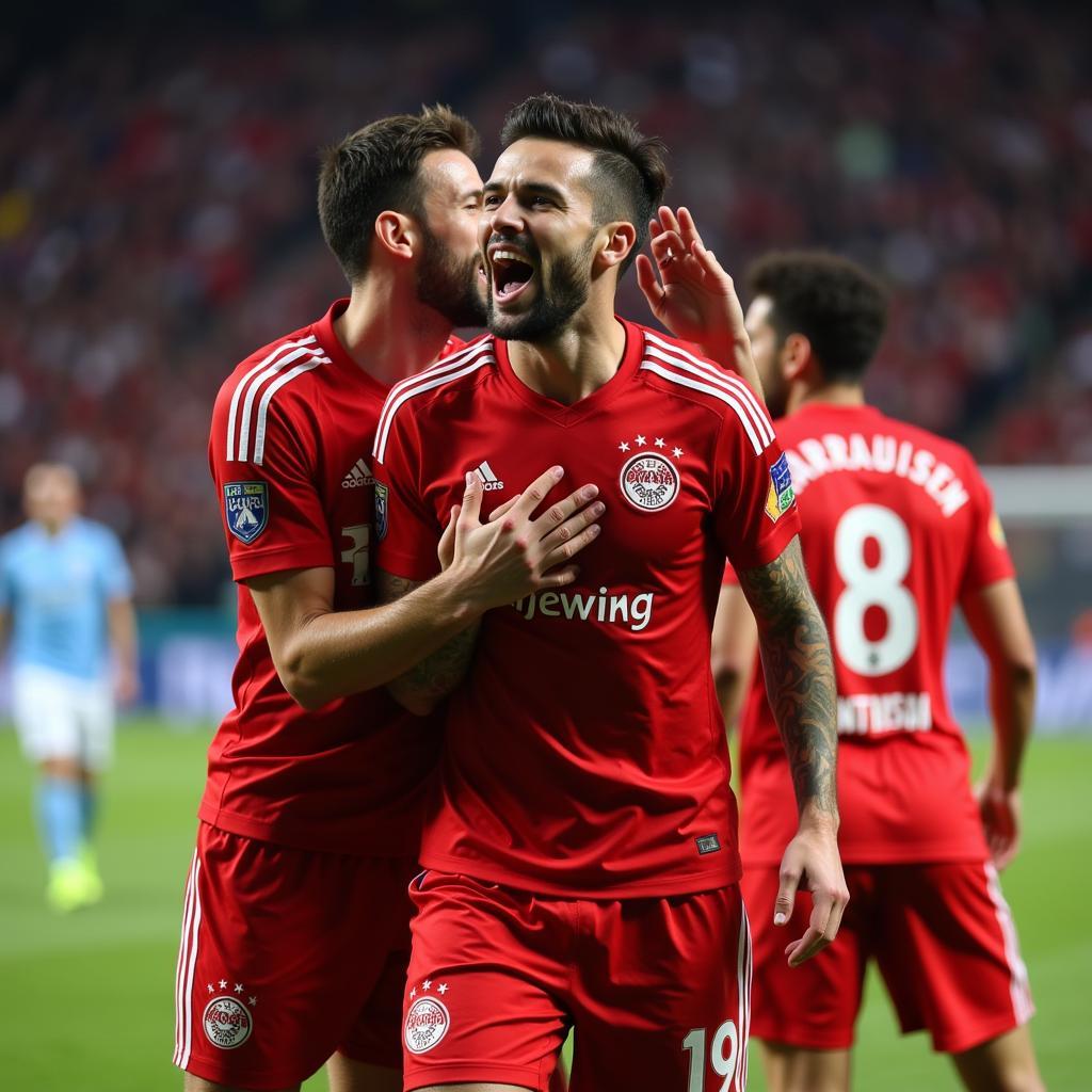 Torjubel von Bayer Leverkusen gegen Kaiserslautern im DFB-Pokal 2014