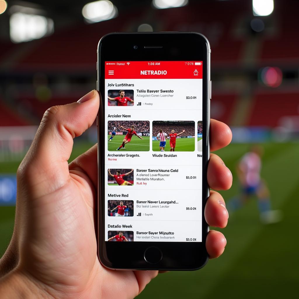 Die Bayer Leverkusen Netradio App auf einem Smartphone