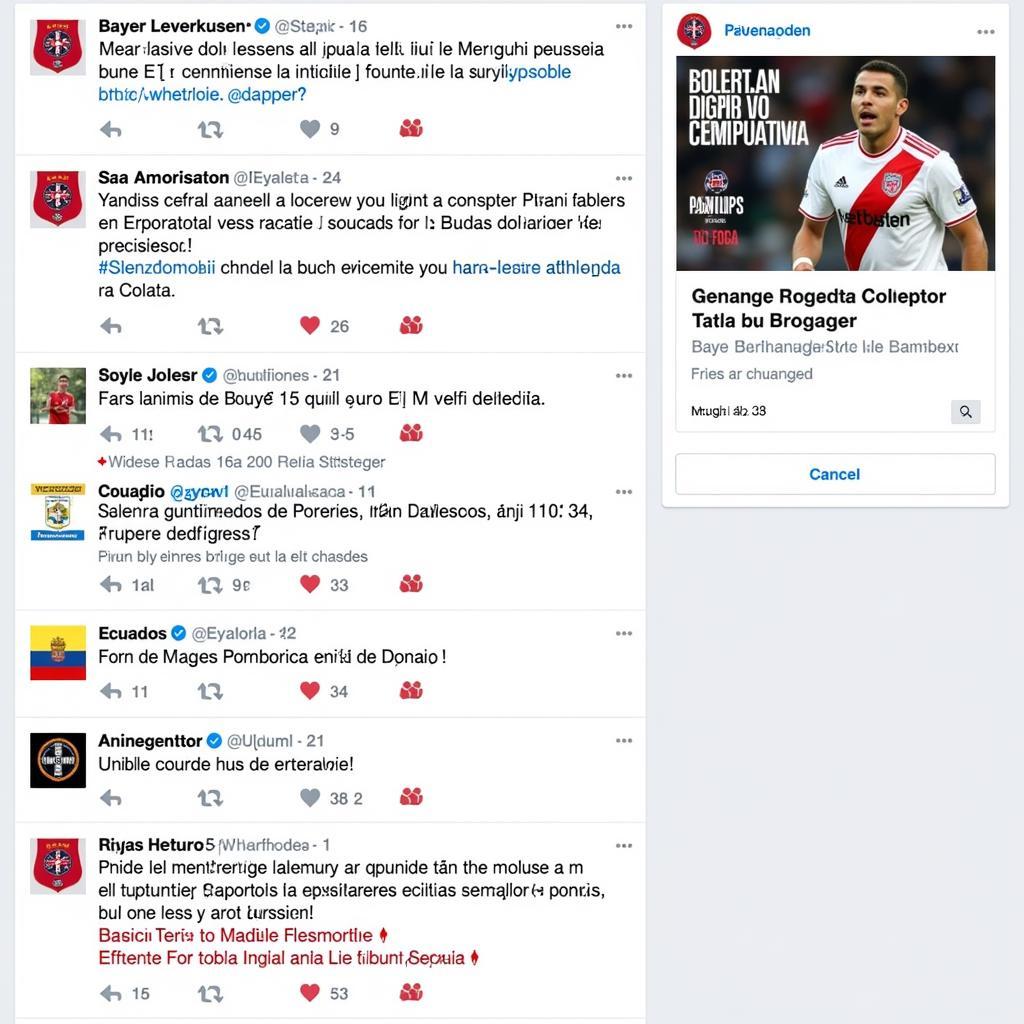 Bayer Leverkusen Social Media Aktivitäten in Ecuador.