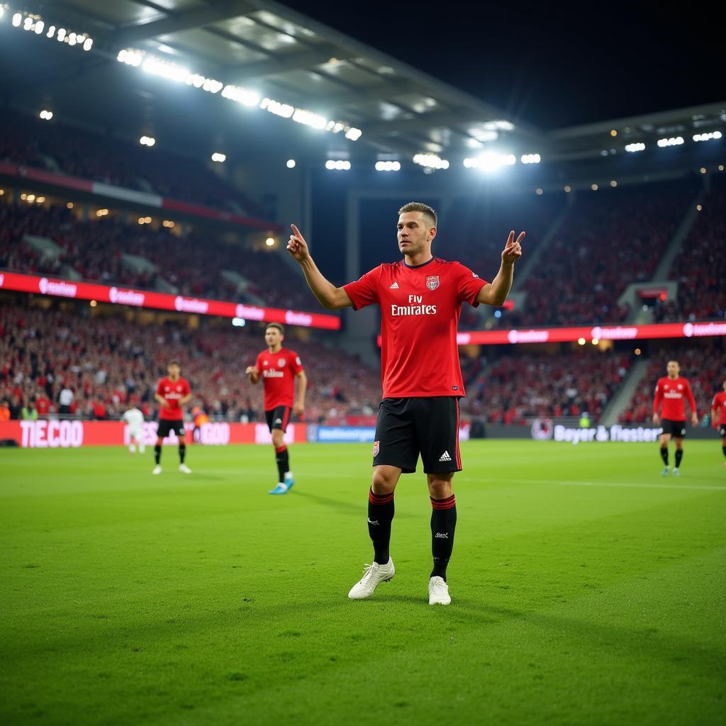 Bayer Leverkusen Spieler im Stadion beim heutigen Spiel