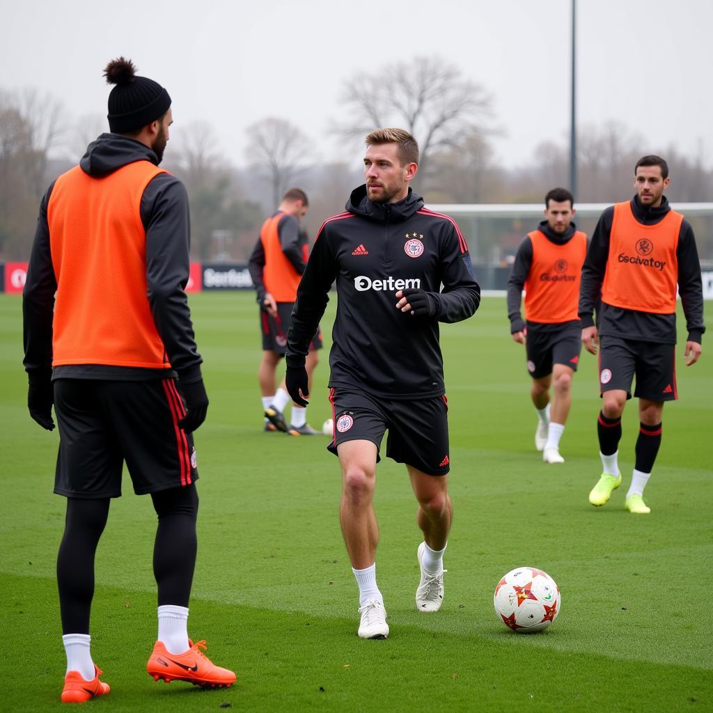 Bayer Leverkusen Spieler beim Training