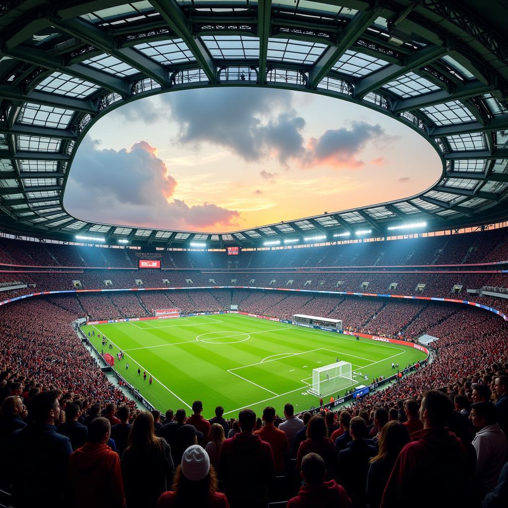 BayArena Stadion mit Fans