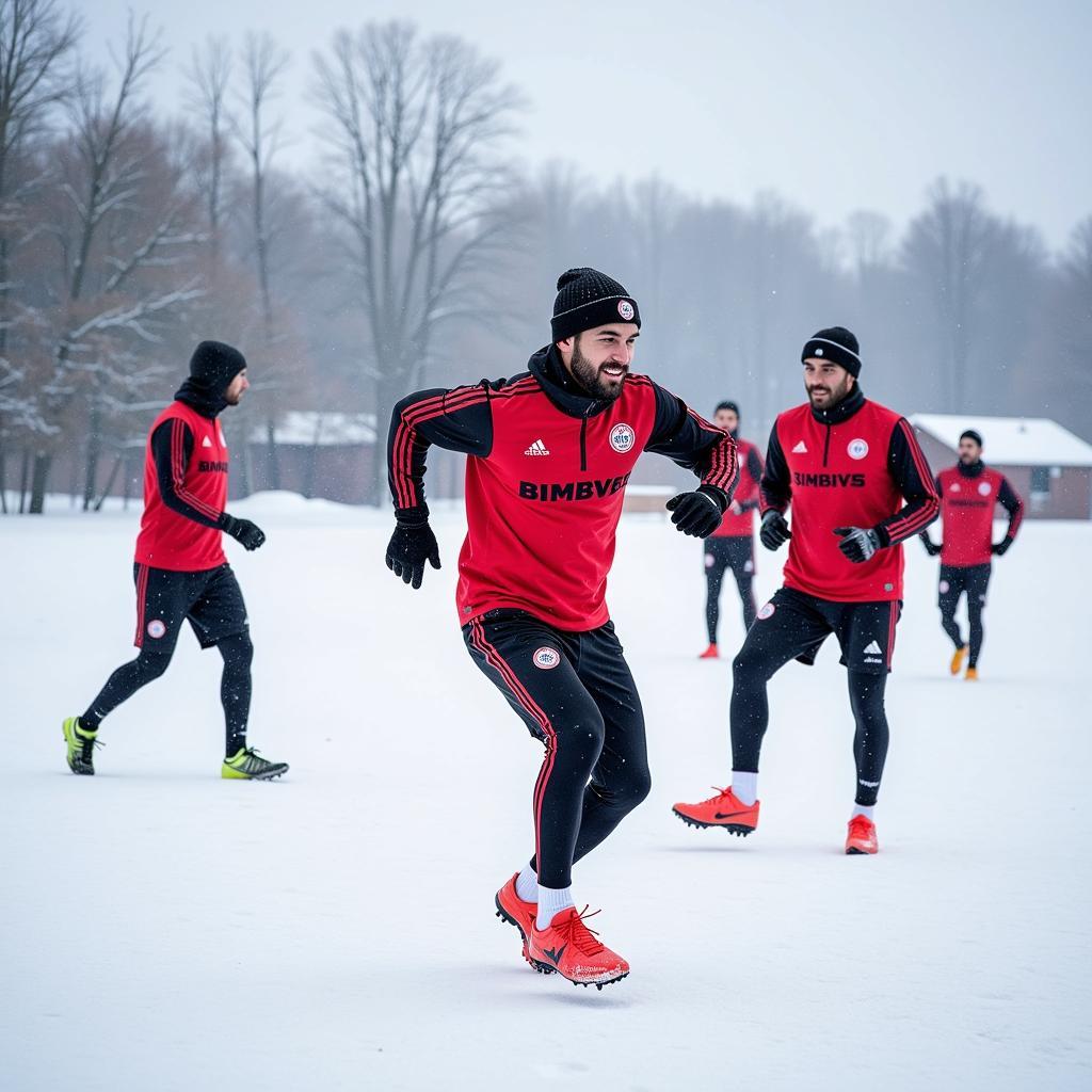 Bayer Leverkusen Training bei Schnee