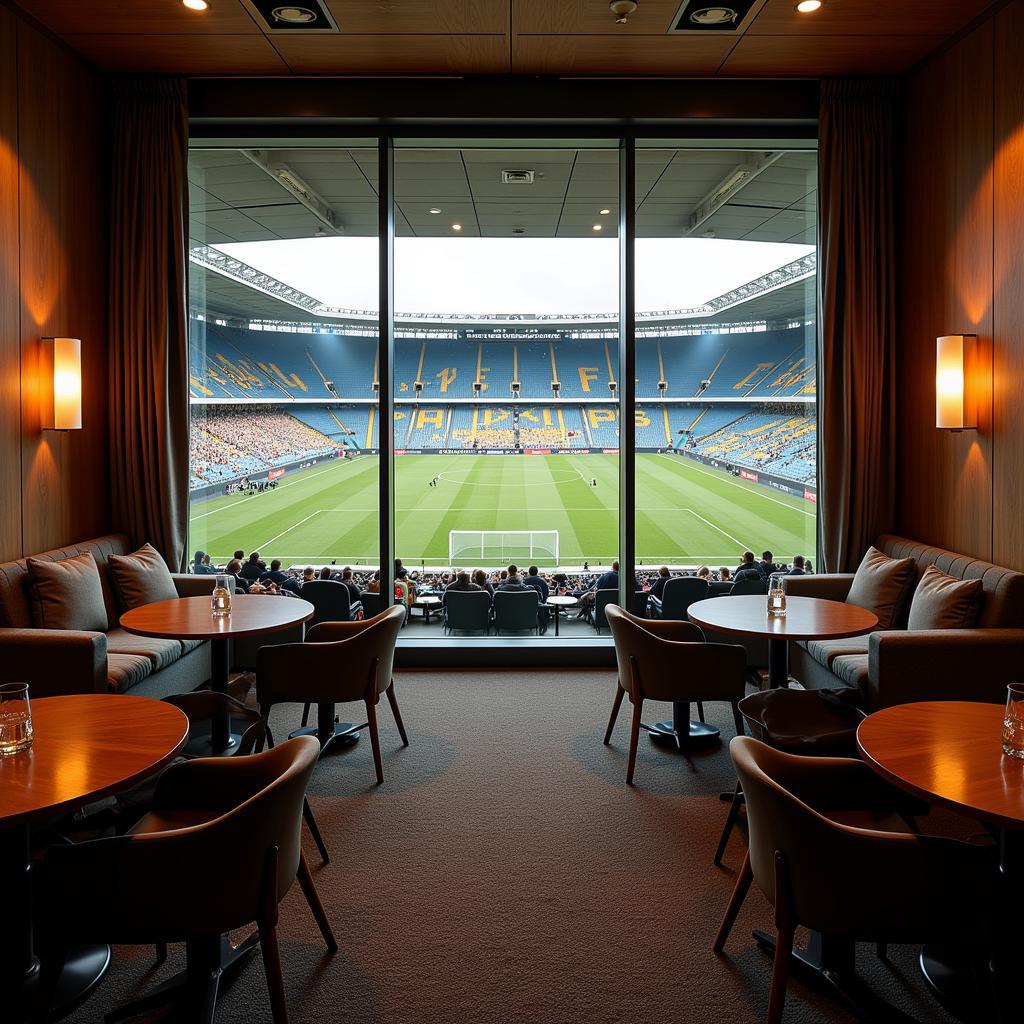 Exklusiver Blick auf das Spielfeld von der Bayer Leverkusen VIP Lounge