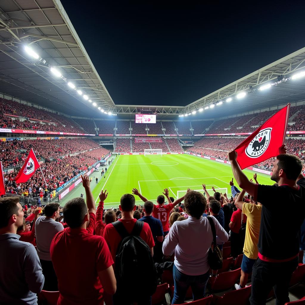 Die Fans von Bayer Leverkusen und Wolfsburg sorgen für eine tolle Stimmung im Stadion.