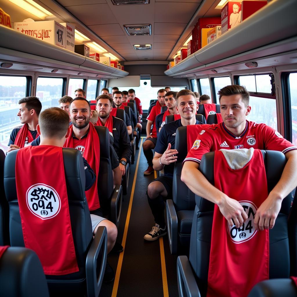 Bayer 04 Fans aus der Randstadt auf einer Auswärtsfahrt.