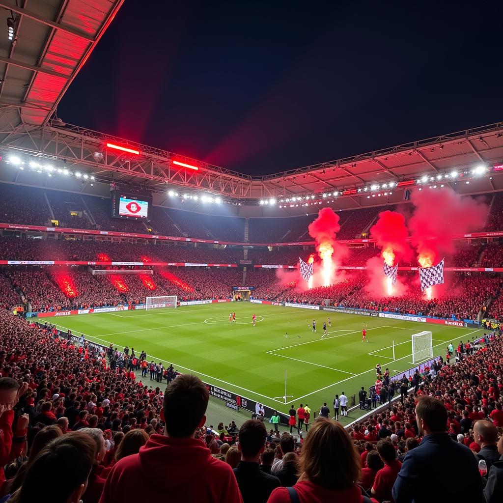 Fans von Bayern und Leverkusen im Stadion