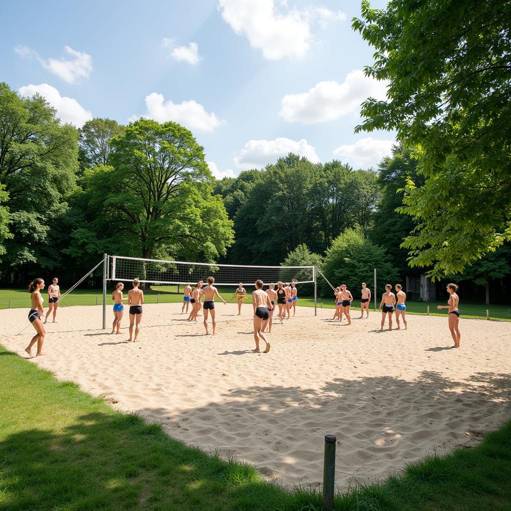 Beachvolleyballplatz in Leverkusen - Spieler in Aktion.