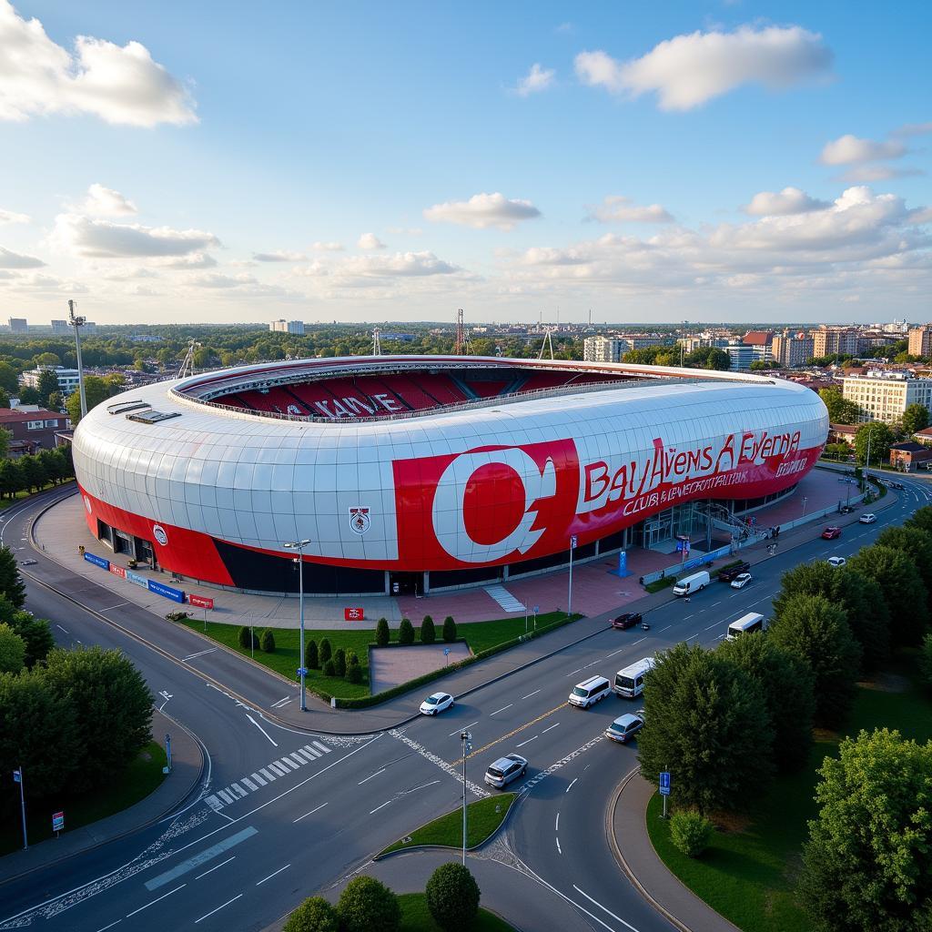 Die BayArena an der Bismarckstraße in Leverkusen.