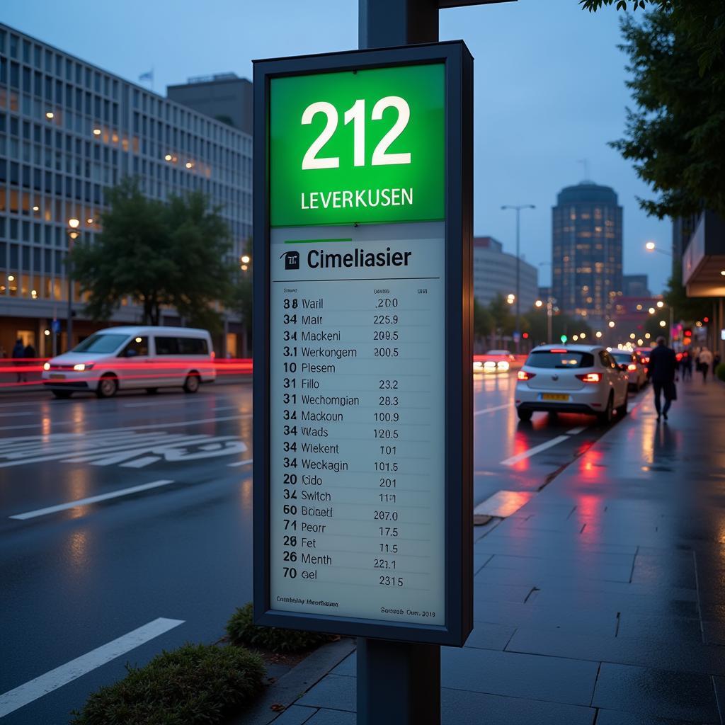 Fahrplan der Buslinie 212 in Leverkusen