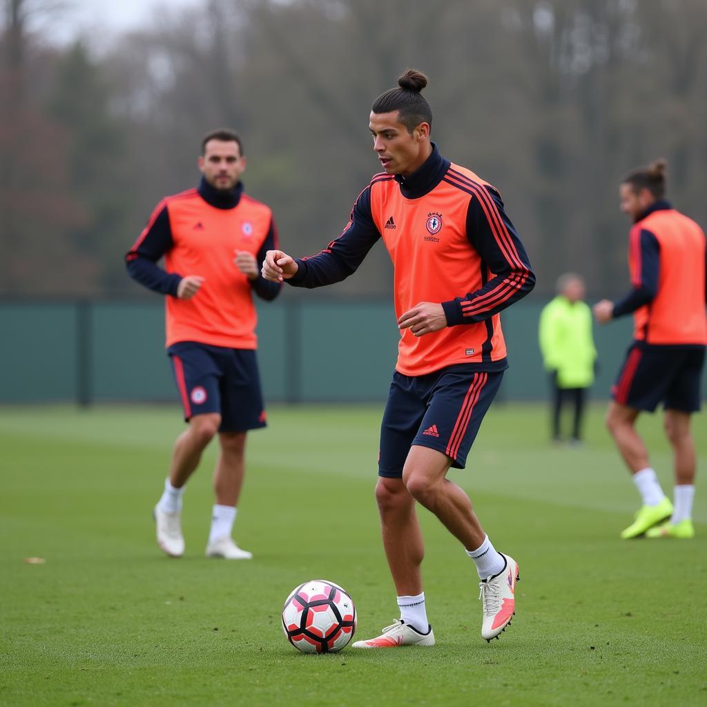 Cristiano Ronaldo trainiert mit Bayer Leverkusen.