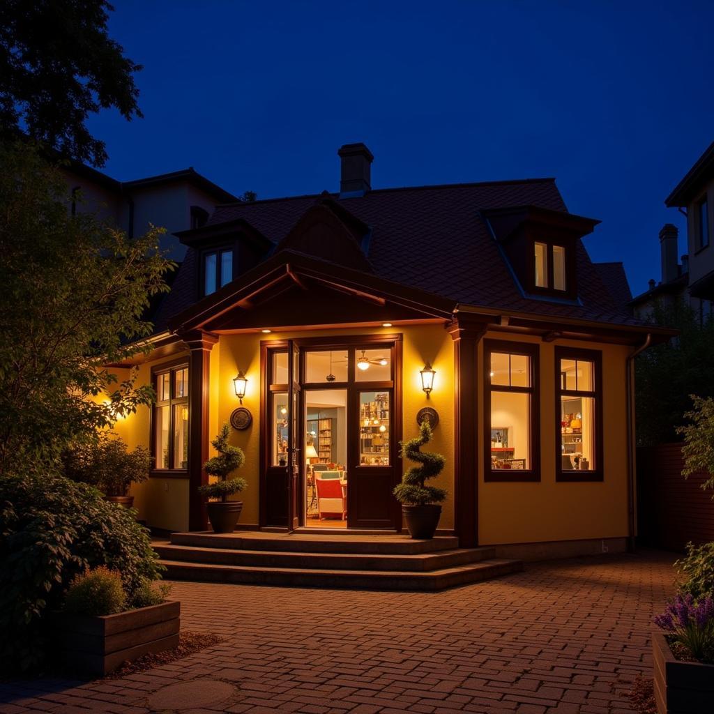 Aussenansicht der Casa Portuguesa Leverkusen bei Nacht