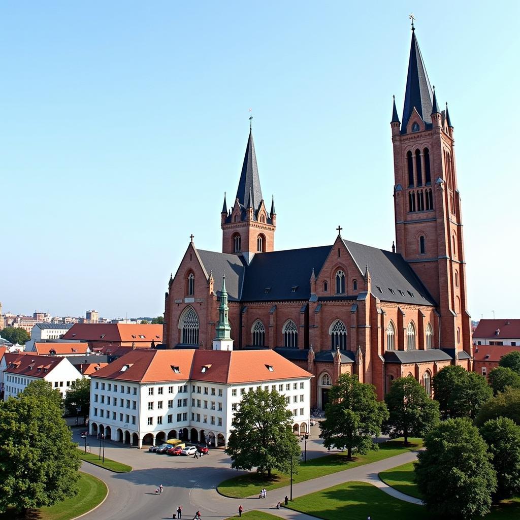 Die beeindruckende Architektur der Christuskirche in Leverkusen.