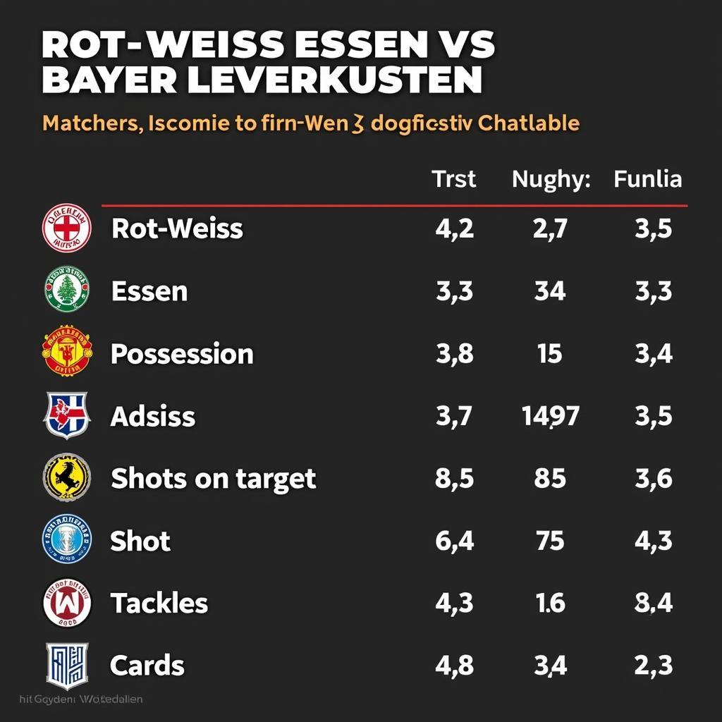 Detaillierte Spielstatistiken von RWE gegen Bayer Leverkusen