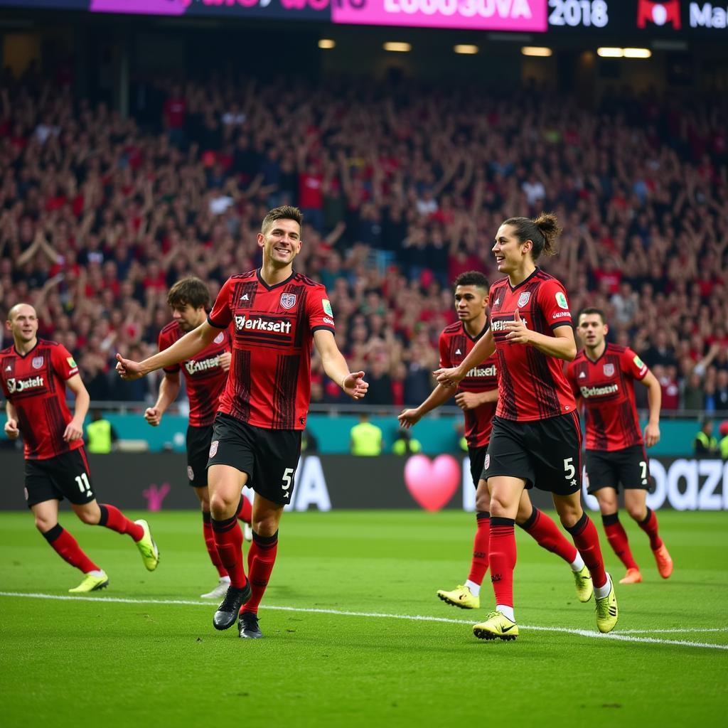 Die Werkself im BayArena Stadion.