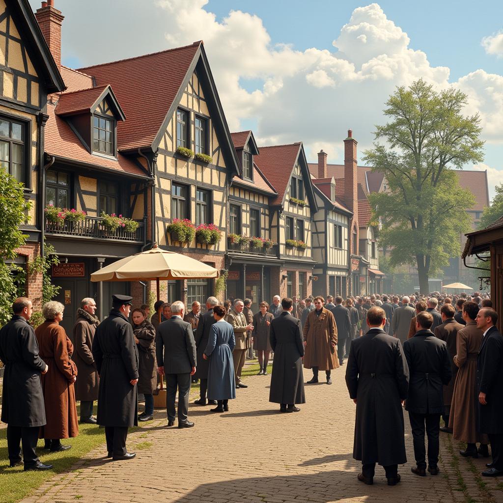 Historische Versammlung an der Dingbank in Leverkusen