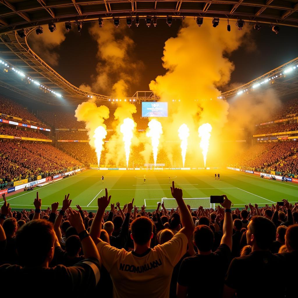 Die Atmosphäre im Stadion bei einem Dortmund-Leverkusen-Spiel