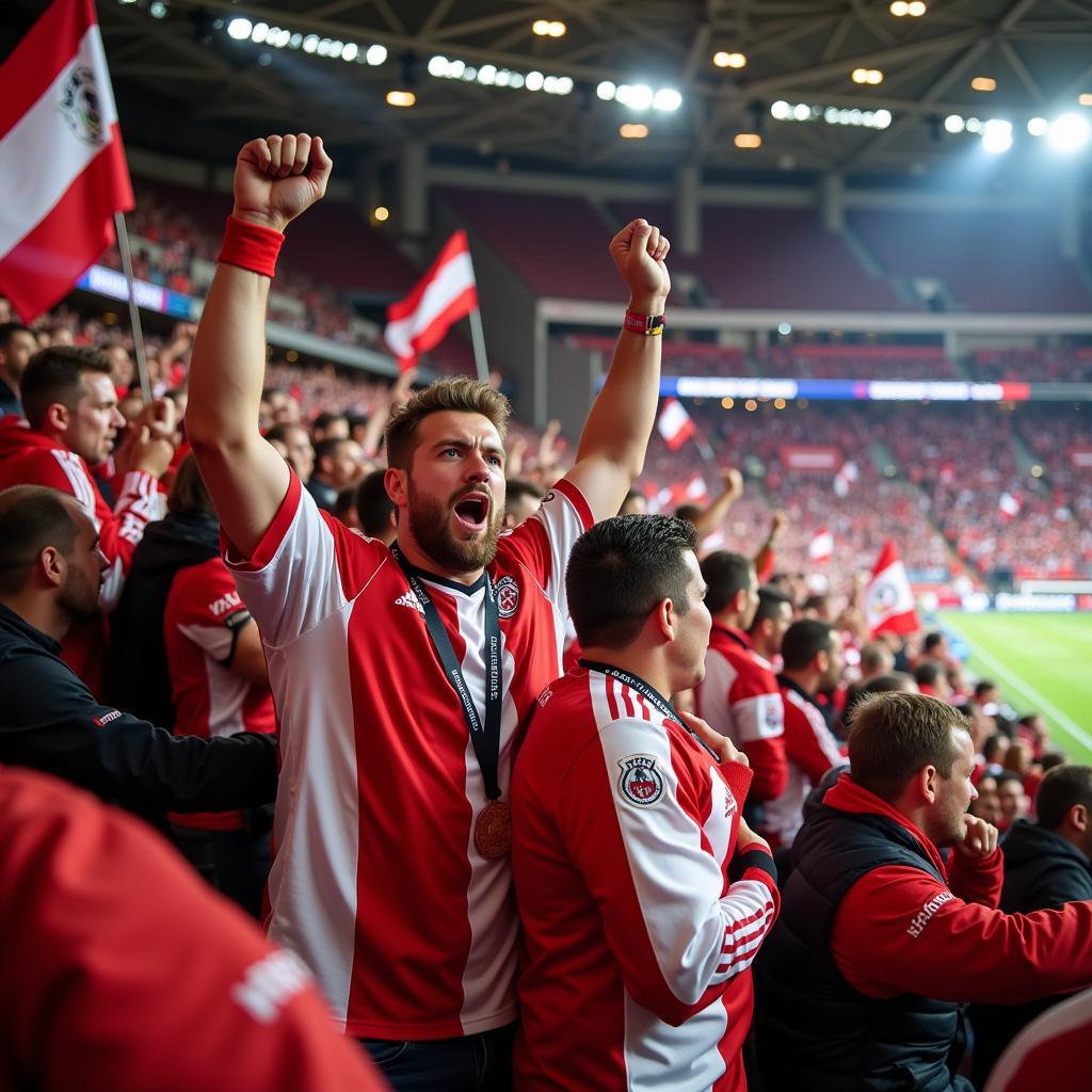 Leverkusen Fans feiern im Stadion