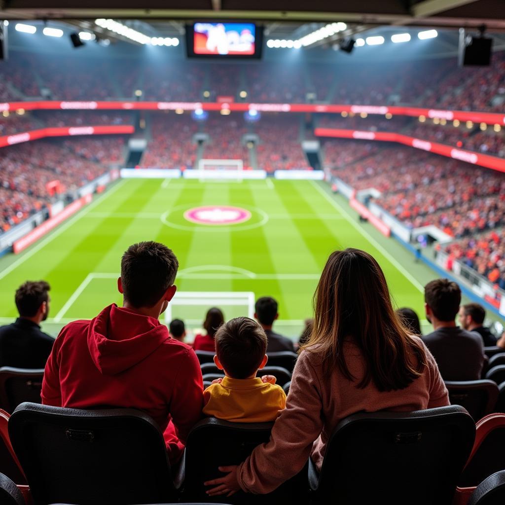 Familie im Stadion BayArena Leverkusen