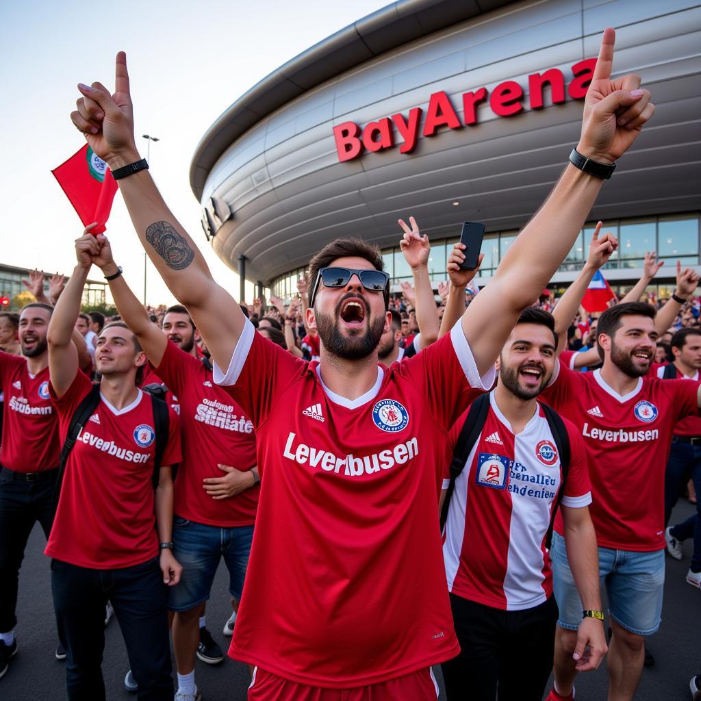 Fan-Kultur an der BayArena in Leverkusen: Impressionen von der Stimmung und den Aktivitäten der Fans.