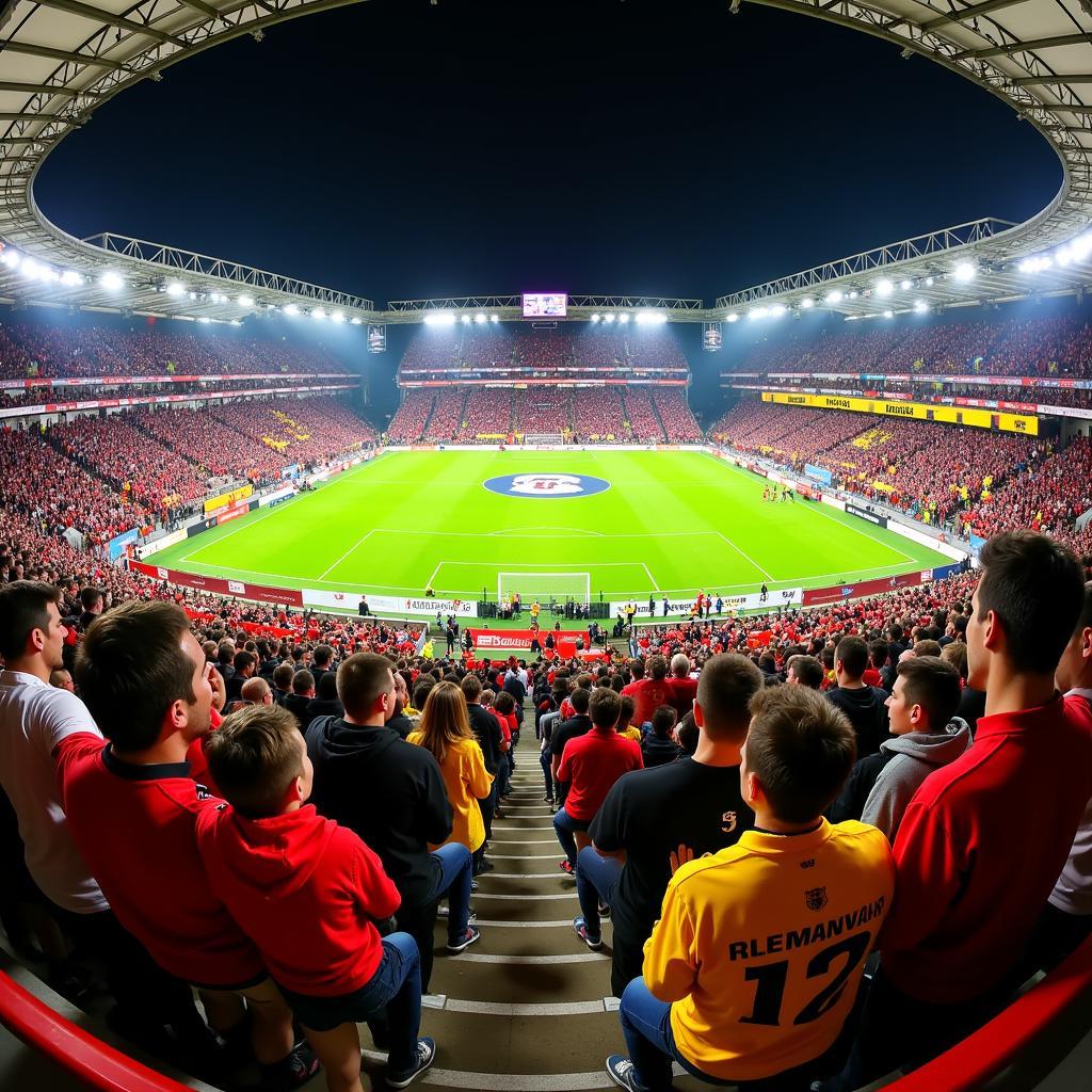 Fans von Alemannia Aachen und Bayer Leverkusen bei einem Derby