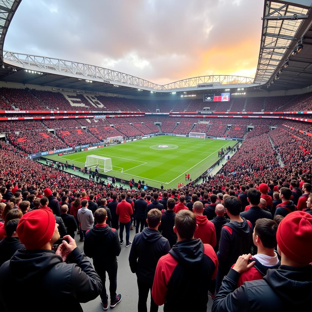 Fans am Kettnersbusch in Leverkusen