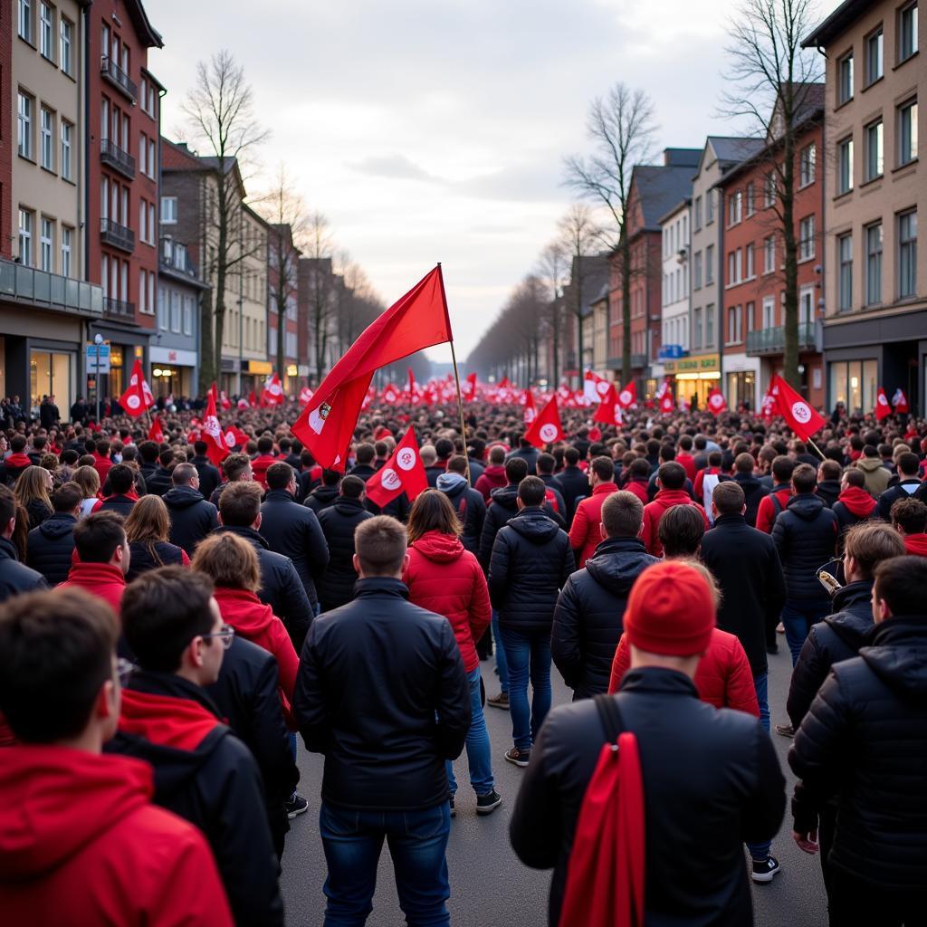 Fans von Bayer 04 Leverkusen am Telegraf 27