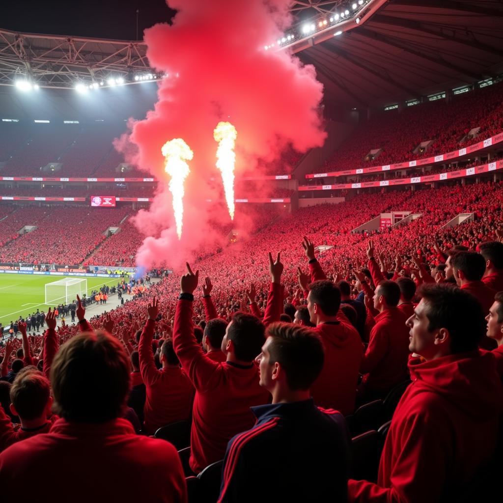 Fans von Bayer 04 Leverkusen im Stadion